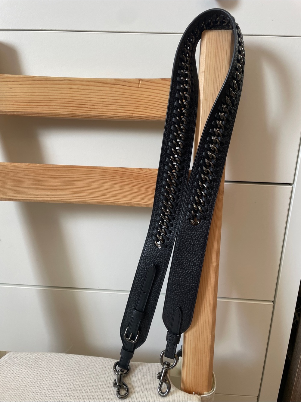 Coach Strap With Chain Detail in Gunmetal/Black - Picture 4 of 17